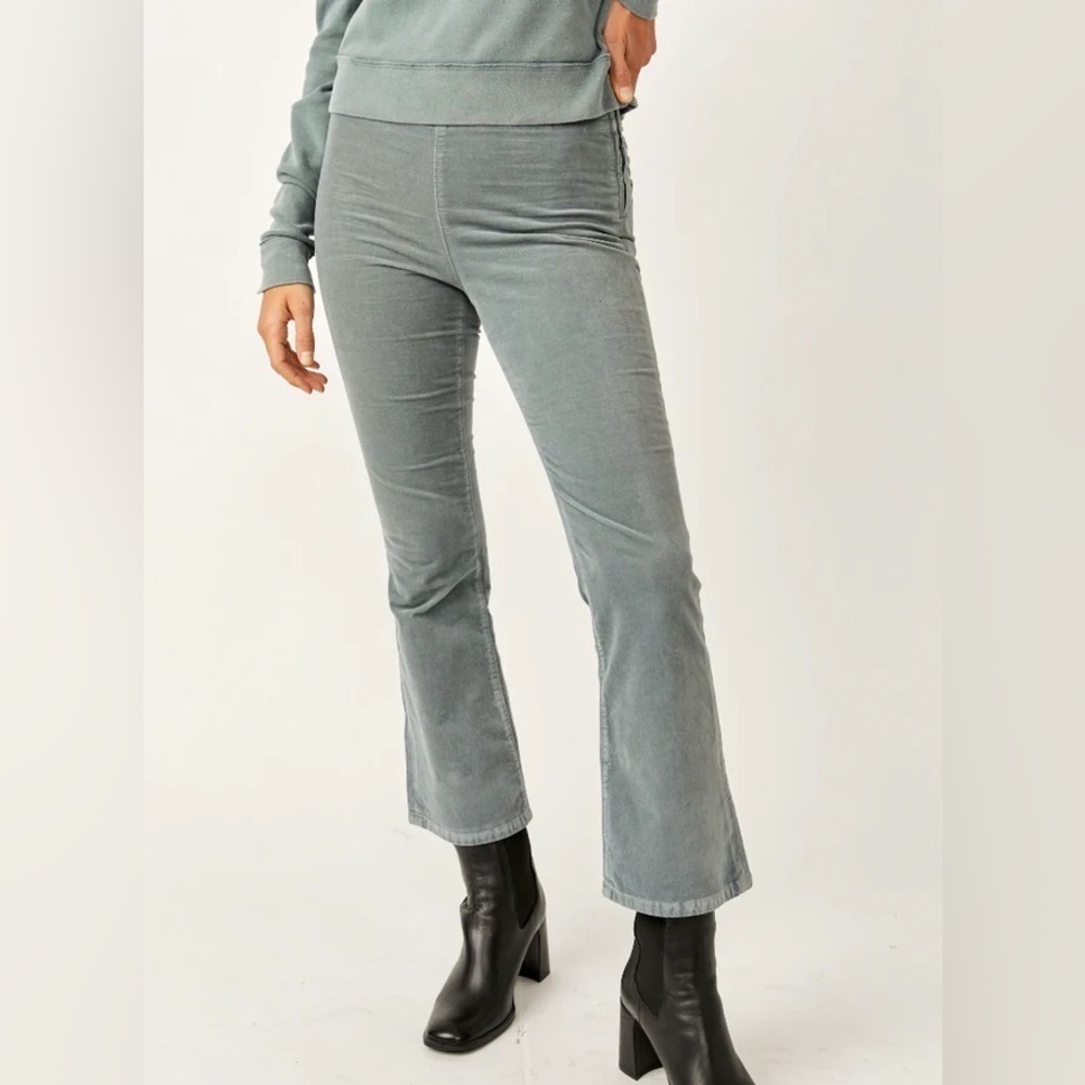 Free People In My Feelings Velvet Crop Slim Flare Pants